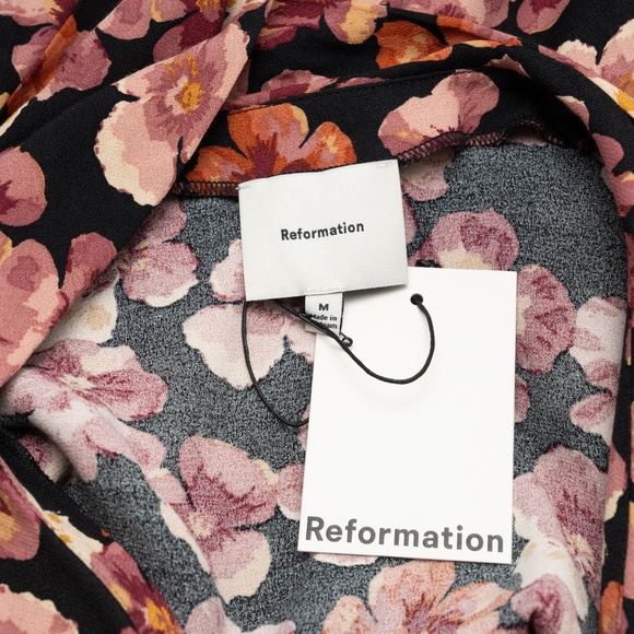 Reformation - Joelle Floral Tie Neck Button-Up Top - Picture 9 of 10
